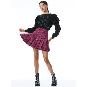 ALICE + OLIVIA EMILIE PLEATED TWEED MINI SKIRT